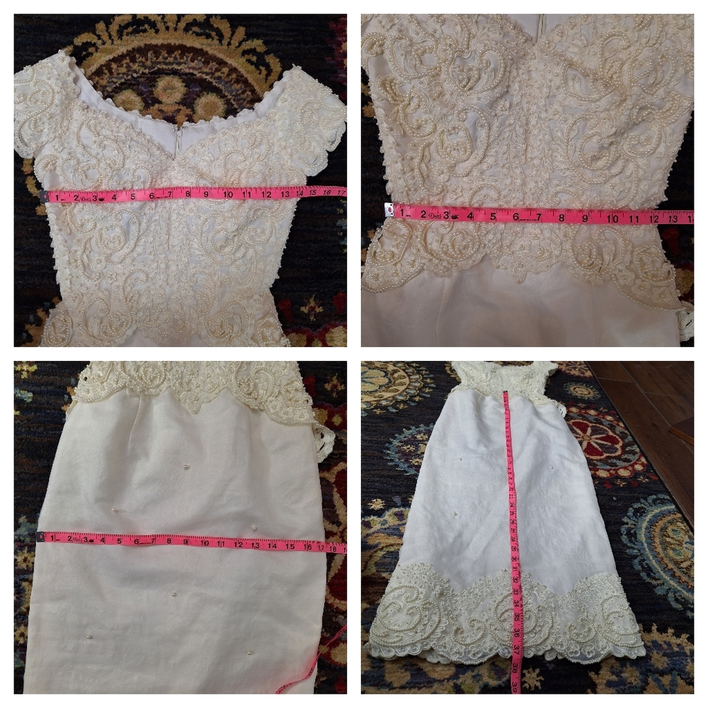 St. Pucchi Ivory Lace Beaded Vintage-Style Wedding Dress with Train - Picture 14 of 16